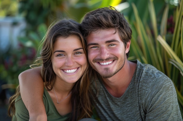 Young couple embracing and taking a photo