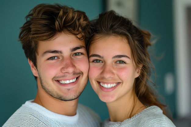 Photo young couple embracing and taking a photo