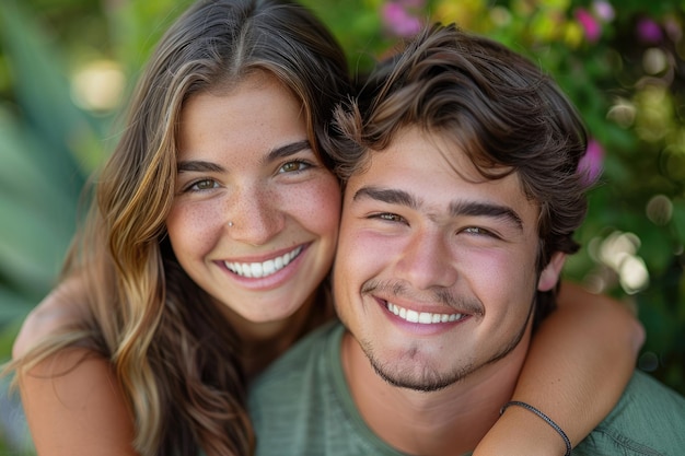 Young couple embracing and taking a photo