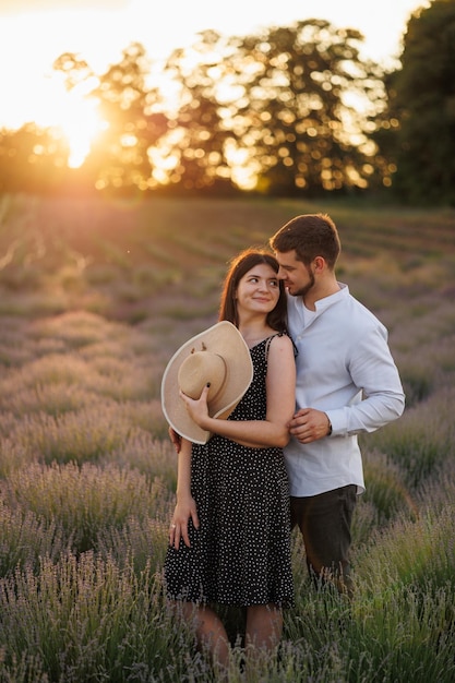 Young couple in the lavender fields