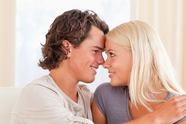 Young couple looking at each other