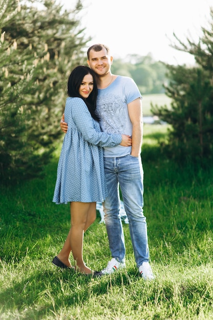 young couple in love having fun and enjoying the beautiful nature