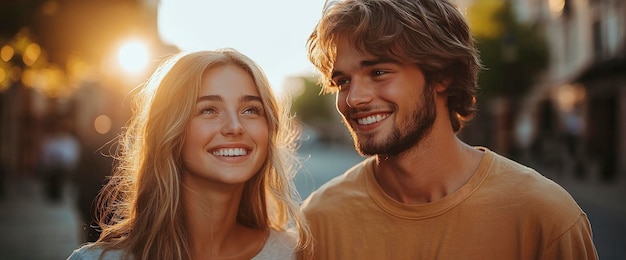 Young Couple in Love Looking at Each Other on a Sunny Day