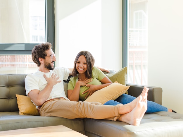 young couple at new home