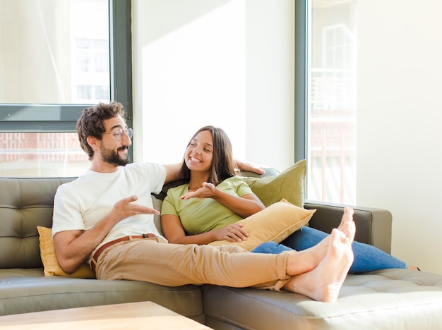 young couple at new home