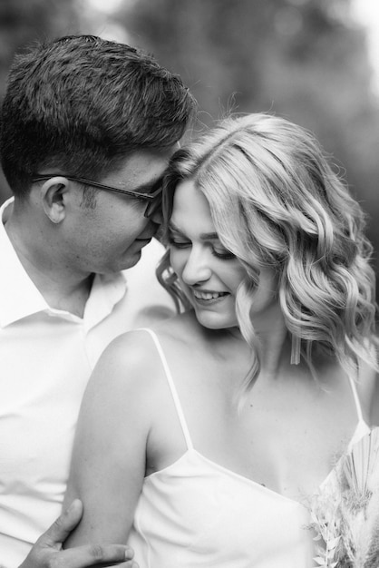 Young couple of newlyweds on a walk