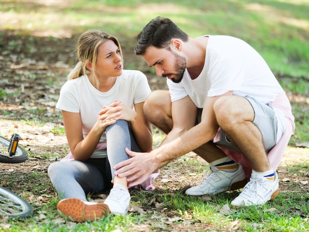 Young couple relax in  garden love mood