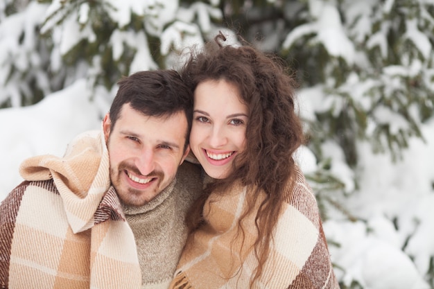 Young couple in winter