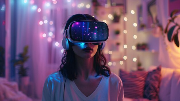 Young Creative Female Wearing a Virtual Reality Headset