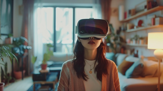 Young Creative Female Wearing a Virtual Reality Headset