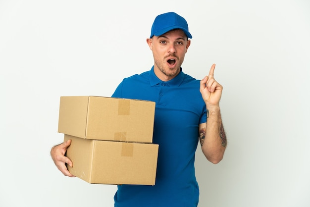 Young delivery over isolated background