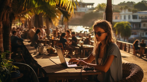 Young Digital Nomad Embracing the Laptop and Mobile Lifestyle in Colombia Remote Work