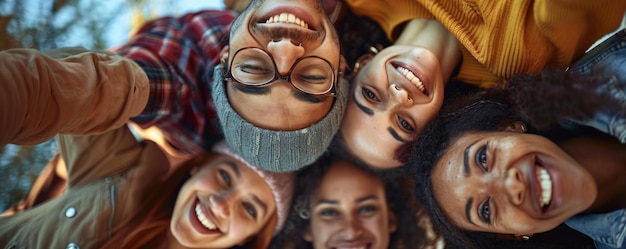 Young and diverse group enjoying themselves and sharing smiles