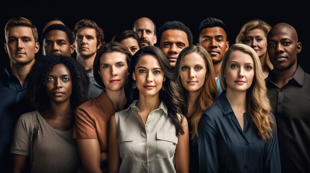 Young diversity and representation with a group portrait of different colors