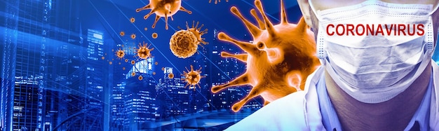 Young doctor against new Coronavirus 2019nCoV infection 3D illustration