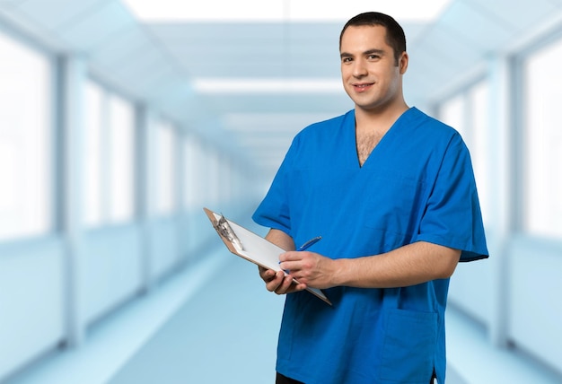 Young doctor man in clinic