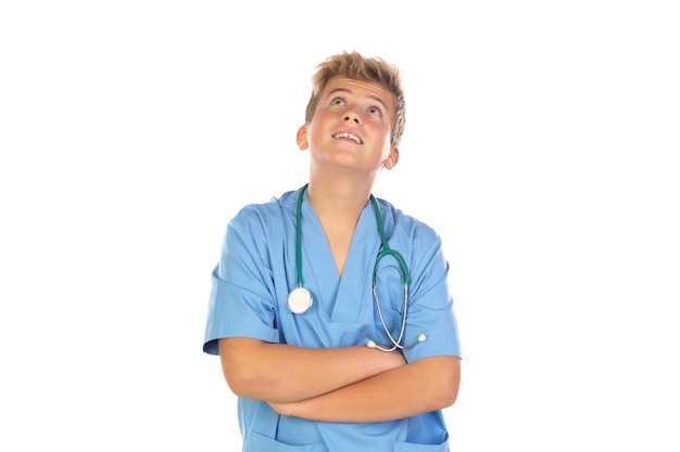 Young doctor with blue uniform