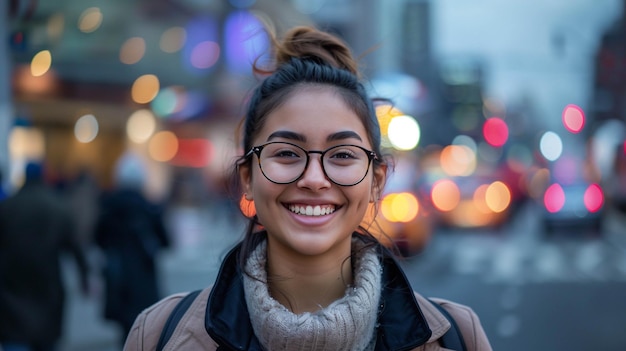 young and dynamic professional her confidence palpable against the cityscape