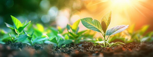 Young emerald sprout in the ground