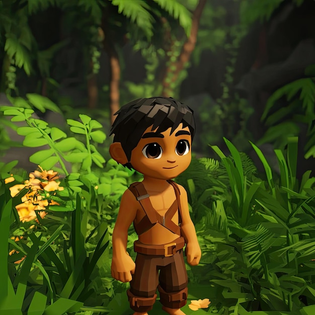 Photo a young explorer cartoon character