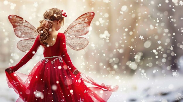 Photo young fairy girl in winter wonderland