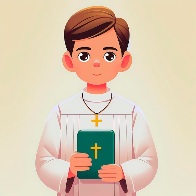 Photo young faith altar boy with holy bible