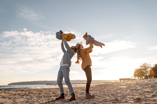 Young family enjoying their trip