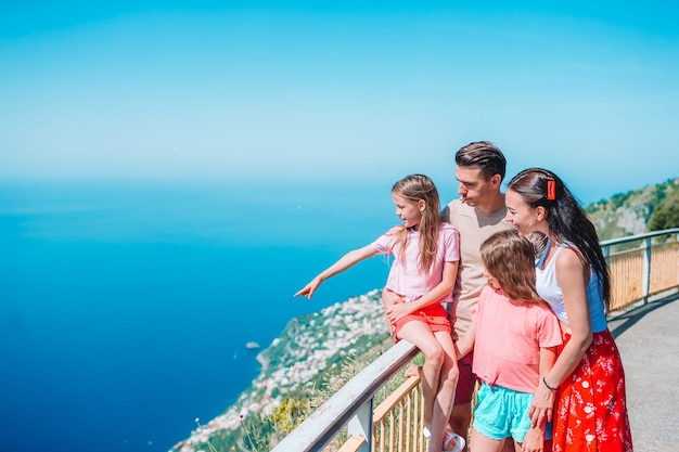  Young family of four on Amalfi Coast, Italy