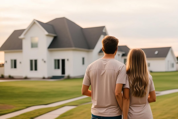 Young family looking at their new home Generative AI