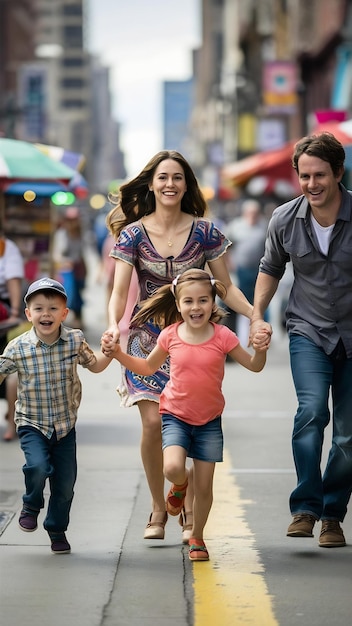 Young family on the street