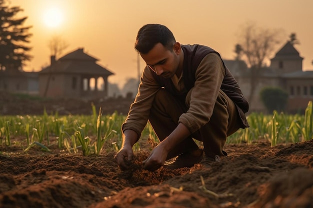 Young farmer taking care of his business