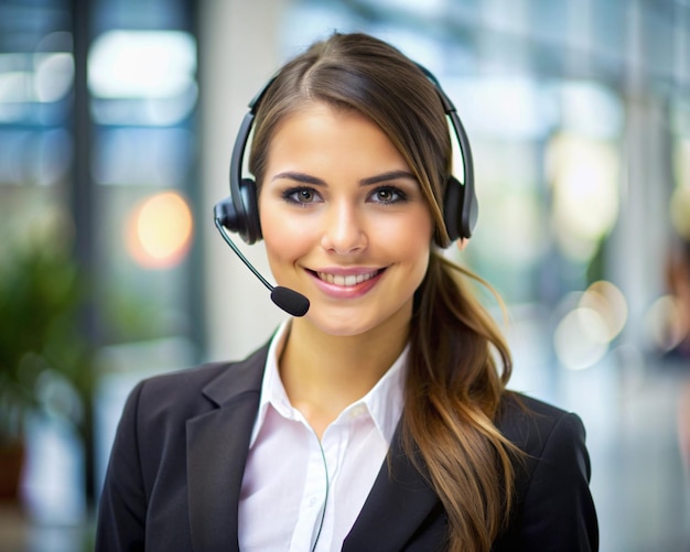 Photo young female call center