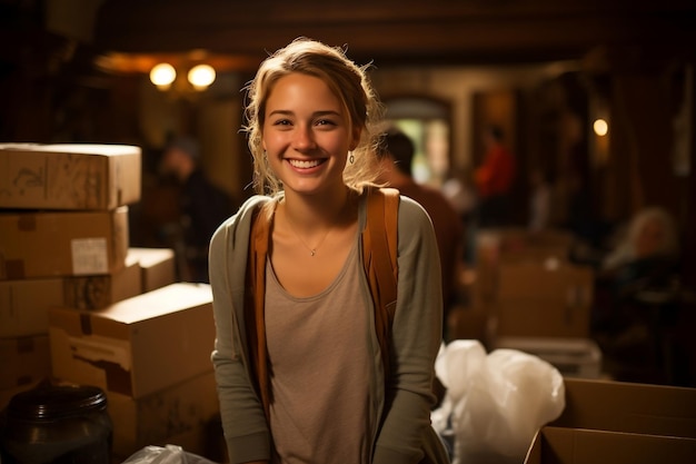 Young Female College Student Organizing Her Belongings Generative Ai