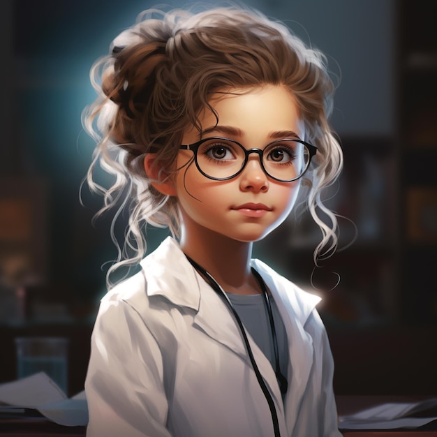 Young Female Doctor Wearing Round Glasses