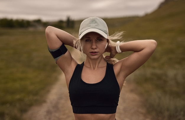 Young female jogger in nature