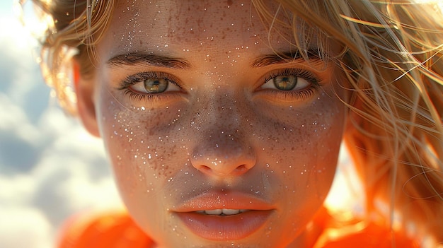 Young female surfer with surfboard on sunny summer beach