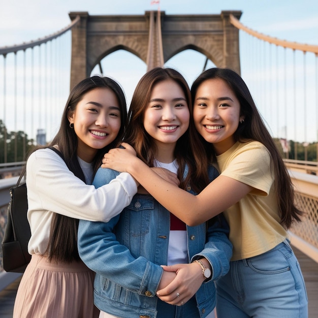 Young females hanging out in city