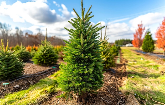 Young fir tree on sunny day in the garden