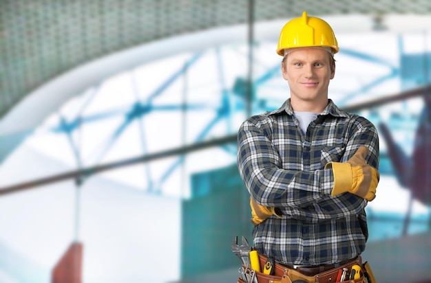 Young foreman with hard hat