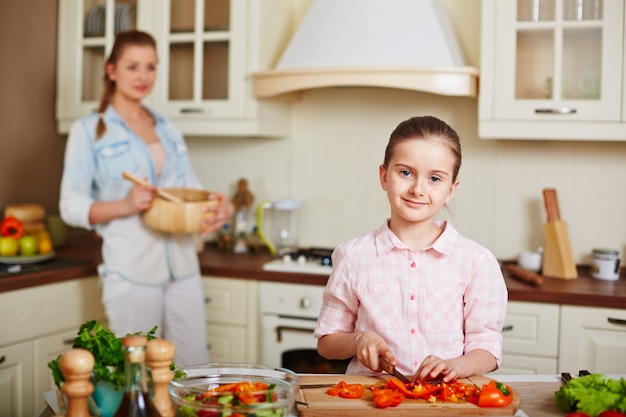 young fresh family cuisine kitchen