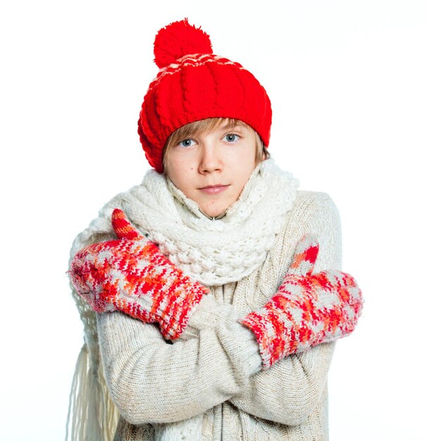 Young frozen teenager in winter style