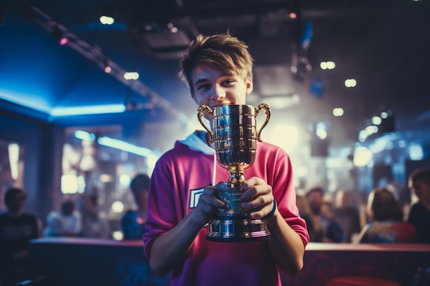 Young gamer won the tournament gaming club