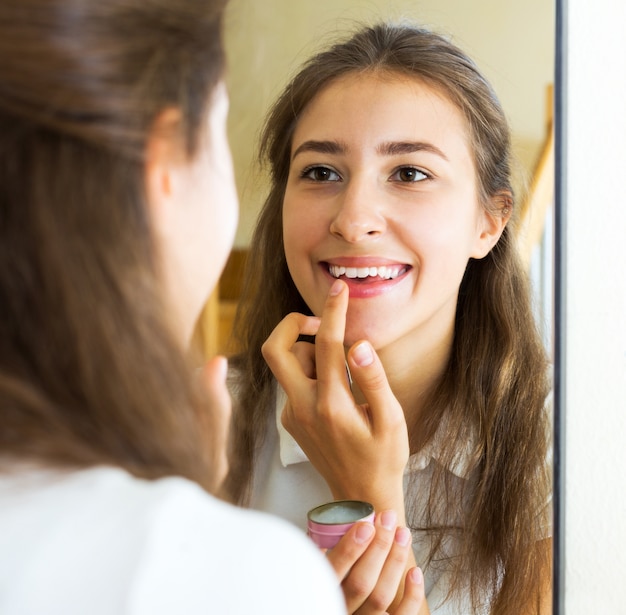 young girl admiring himself