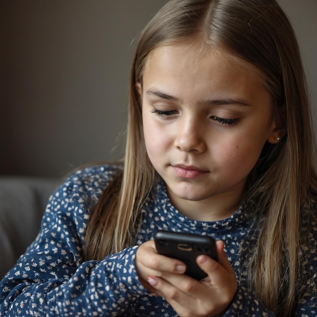 Young girl browses social media on the phone and likes the photo Social network application