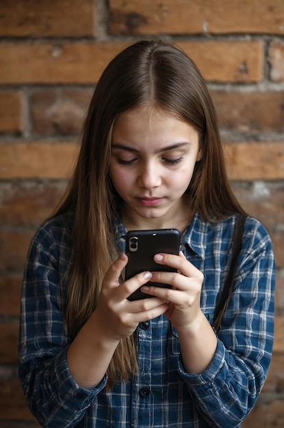 Young girl browses social media on the phone and likes the photo Social network application