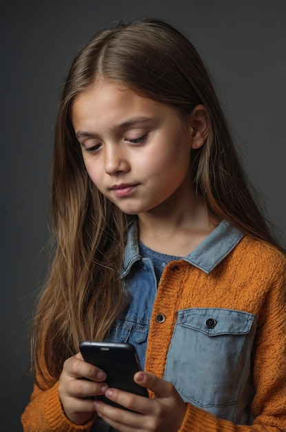 Young girl browses social media on the phone and likes the photo Social network application