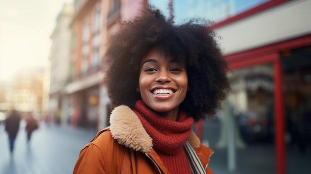 A young girl on a city street