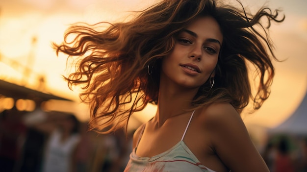 Young girl dancing at outdoor party