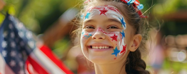 Young girl displays her patriotic pride with starspangled face paint