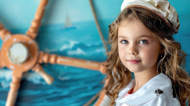 A young girl Dressed in cruise attire Photo Setting Clean background